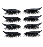 4 Pairs Black 2 IN 1 Fake Eyelashes Eyeliner Stickers,Eye Makeup,Eyelash for Eyes Reusable Adhesi...