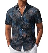 COOFANDY Mens Hawaiian Shirt Short Sleeve Button Down Beach Vacation Shirt Retro Summer Tropical ...