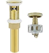 Rackickyer Bathroom Sink Drain,Drain Stopper Gold Stainless Steel Bathroom Sink with Overflow,Sma...