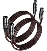 GLANICS XLR Microphone Cable 6 ft 2 Pack Braided Balanced Shielded XLR Cables Male to Female 3-Pi...