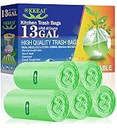OKKEAI Large Garbage Bags 13 Gallon/49 Liter,0.98 Mil Thicken Tall Kitchen Green Trash Bags for L...