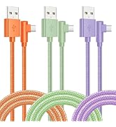 OCEEK USB-A to USB-C Right-Angle Cable 3Pack 6FT, Nylon Braided | 3.1A Fast Charge, Type-C Cord, ...