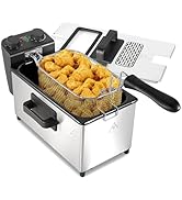 3L Deep Fryer with Basket, 1700W Electric Deep Fryer with Time & Temperature Control for Home Use...