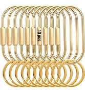 New Fashion Kingdom Gold Brass Key Rings, Screw Lock Keys Organizer, Carabiner Keychain Clip, Pur...