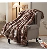 Electric Heated Blanket,50x60 Heating Throw Soft Bubble Flannel Brown | ETL Certified 9 Setting E...
