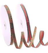 2 Rolls 50 Yards Christmas Ribbon 3/8 Inch, Red and Green Checkered Plaid Ribbon ChristmasTrees R...