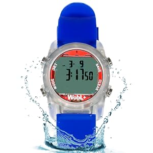 Wobl+, wobl waterproof watch, vibrating alarm reminder watch, potty watch, toilet training, blue