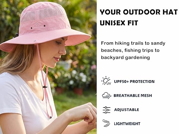 Connectyle UPF 50+ Wide Brim Sun Hat for Men Breathable Cowboy Bucket Hat fishing Hiking hat