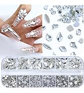 Dowarm 3200PCS Nail Art Rhinestones, Crystal Clear Flatback Rhinestones for Nails, Crafts, 12 Sty...