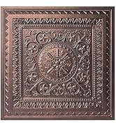 Art3d Drop Ceiling Tiles, Glue up Ceiling Tiles, 2'x2' Plastic Sheet in Antique Copper (12-Pack, ...