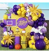 Purple and Yellow Balloon Arch Kit, 108 Pcs Yellow and Purple Garland with Dark Metallic Purple C...