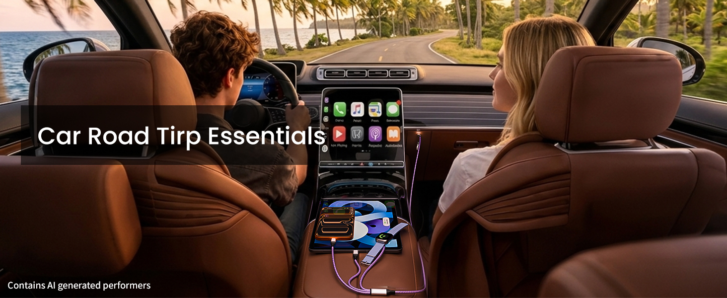 Charging Cable for Multiple Devices-Car Road Trip Essentials