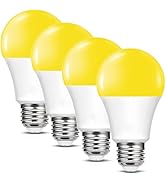 Minsily Sxminer 4 Pack Yellow Bug Light Bulbs Outdoor, A19 575nm Wavelength, 12W (80W Equivalent)...