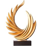 XYQXYQ Modern Home Decor Abstract Decorative Sculpture,Gold Ocean Wave Statue,Resin Wing Statue, ...