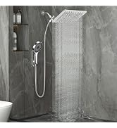 12 Inch Shower Head, Rain Shower Head with Adustable Extension Arm, Detachable Silver Rina Shower...