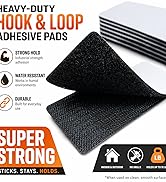 Heavy Duty Self-Adhesive Hook and Loop Tape, Double Sided Sticky Back Interlocking Strips, Weathe...