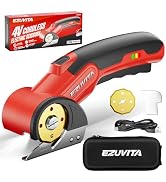 EZUVITA 4V Cordless Electric Scissors with LED Light, Red | Rechargeable Cardboard Box Cutter, Ti...
