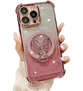 Uioeua for iPhone 14 Pro Max Magnetic Case,Luxury Bling Sparkly with MagSafe Butterfly Stand Kick...