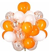 Orange and White Balloons 12 inch,Orange and White Confetti Balloons,50 PCS