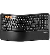 ProtoArc EK02 Wave Keys Ergonomic Wireless Keyboard - Black | Bluetooth Keyboard with Cushioned P...