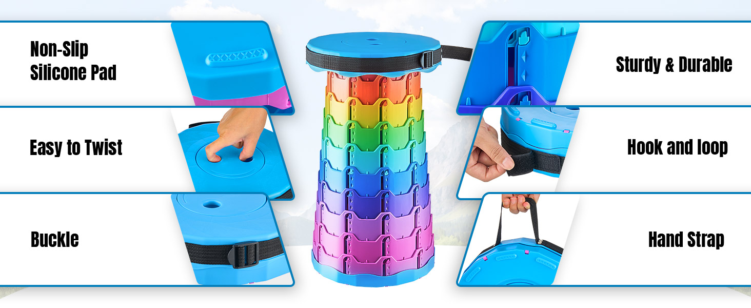 Upgraded Foldable Stool Thickened, Portable Collapsible Stool Retractable Stool for Fishing