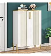 Tribesigns Shoe Cabinet with Doors, 6-Tier Shoe Storage Cabinet with Adjustable Shelves, Wooden S...