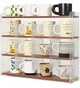 KAOTGOT Coffee Mug Holder Wooden Cup Station Organizer 4-Tier Cup Holder for Coffee Bar Mug Displ...