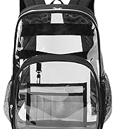 BLUEFAIRY Clear Backpack for School Stadium Approved 17 Inch Large XL PVC See Through Bag for Kid...