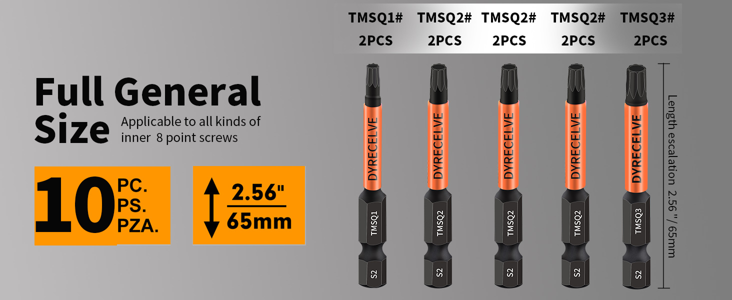 10-Pack 8 Point Star Bit - Professional 8 Point Torx Bit
