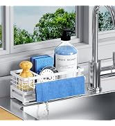 DYFVREN Kitchen Sink Sponge Holder - Self-Draining, Detachable Dish Cloth Holder, Rustproof Kitch...