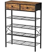 UNITSTAGE Shoe Rack for Entryway, 5 Tier Shoe Organizer with 2 Non-woven Drawers, Metal Storage S...