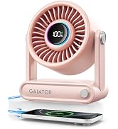 Gaiatop Portable Quiet Desk Fan, 6000mAh Max 18H Rechargeable Battery Fan | RGB Ring Personal Tra...