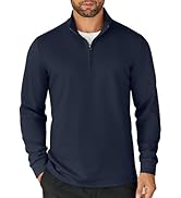 COOFANDY Men's Quarter Zip Up Pullover Lightweight Mock Neck Sweatshirt Casual Long Sleeve Polo S...
