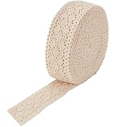 HOBBIESAY 12 Yards Beige Fabric Lace Ribbon 1.57 Inch Wide Cotton Lace Trimming Crochet Ribbon Vi...