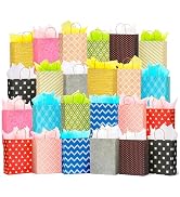 12/24 Pack Paper Gift Bags Assortment with Tissue Paper, 13
