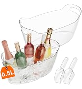Lifewit 6.5L Ice Bucket for Parties 2 Packs, Portable Drink Bucket for Cocktail Bar, Plastic Cham...