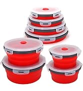 Collapsible Bowls For Camping Rv Kitchen Accessories - 4PC Round Silicone Food Storage Containers...