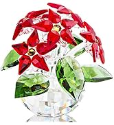 H&D HYALINE & DORA Crystal Poinsettia Figurines Ornament Home Decoration Collection (Red 6pcs Flo...