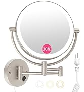 Wall Mounted Makeup Mirror with Lights, 30X/1X Double-Sided Magnifying, Plug-in Lighted Vanity Mi...