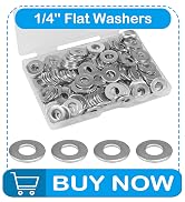 Yinpecly 200pcs 1/4'' Flat Washers OD 5/8'', 304 Stainless Steel Washers,SAE Metal Washers for Sc...
