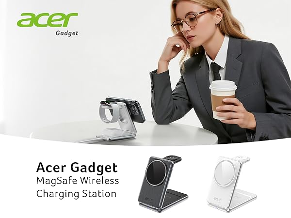 Acer Magnetic Wireless Charger, 3 in 1 Wireless Charging Station