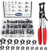 Eoppen 132Pcs 6-25mm Spring Hose Clamps Assortment Kit with Swivel Flat Band Fuel Hose Clamp Plie...