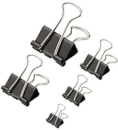 OWLKELA 100 Pcs Black Binder Clips, Paper Clamps, Paper Binder Clips, Assorted Sizes, Metal Black...