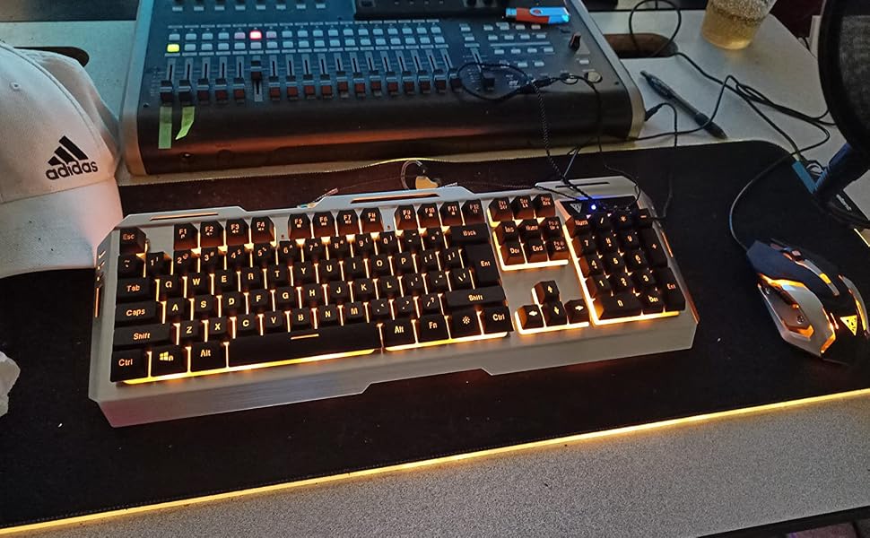 Orange Keyboard and Mouse Set