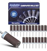 20Pcs 320 Grit Sanding Drums Sandpaper Sticks Set for Dremel Rotary Tool with 1/8" Shank, Sanding...