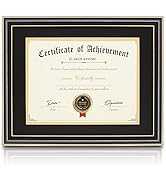 ELSKER&HOME 8.5 x 11 Diploma Frame with Mat,High Gloss Black Wood Color Frame,Made for 8.5x11 Inc...