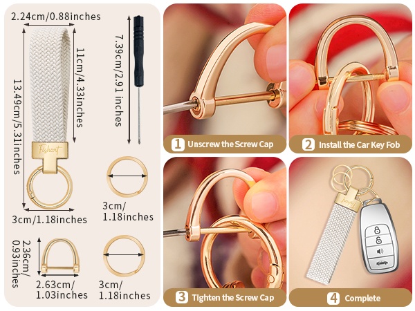 keychain is roughly 0.88 inches width and 5.31 inches length