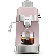 SECPOEDR 3.5Bar Espreeso Machine 4-Cup Compact Coffee Maker 800W Pink | Beginner-friendly Espress...