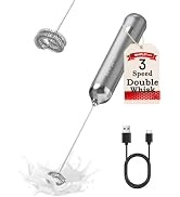 SIMPLETASTE Milk Frother Handheld Rechargeable Mixer Wand, 3 Speeds, Gray | Durable Drink Stirrer...