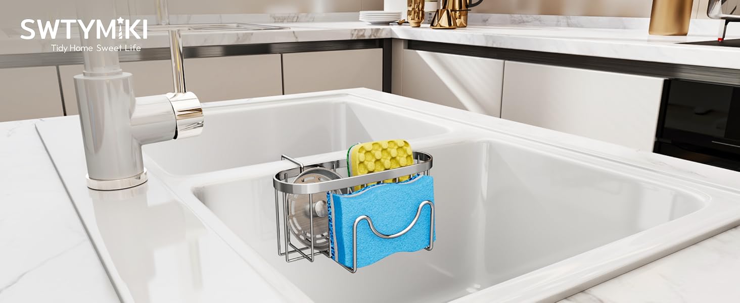sponge holder kitchen sink caddy dish scrubber soap brush scrub hanging organizer